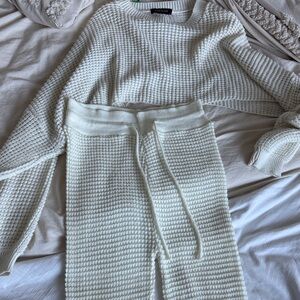 Cozy Cream Knit Sweater and Pants Set